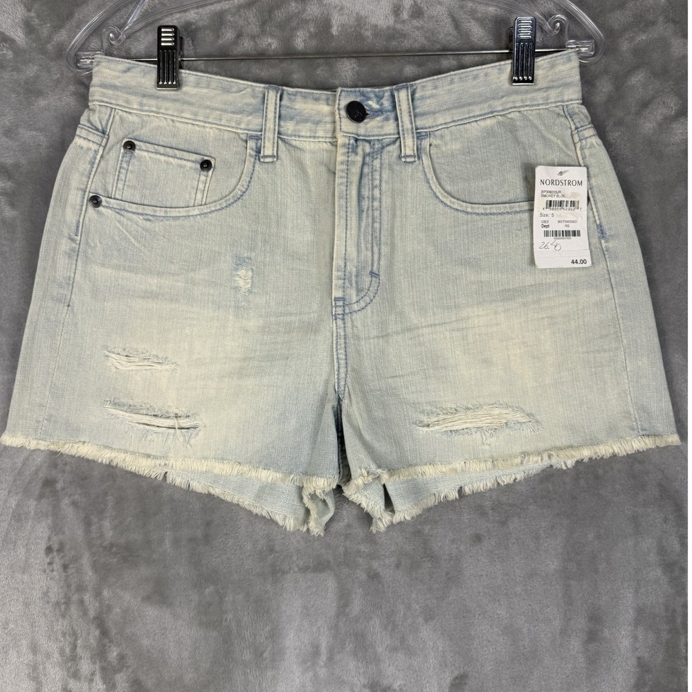 BP Nordstrom‎ Light Wash Distressed Denim Shorts Women Size 5 Raw Hem
